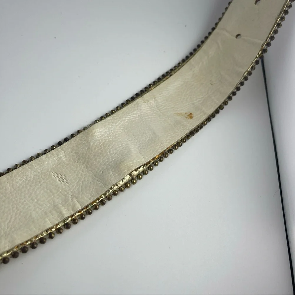 Leatherock Vintage Jeweled Gold Leather Rhinestone Belt Size S - Picture 8 of 16